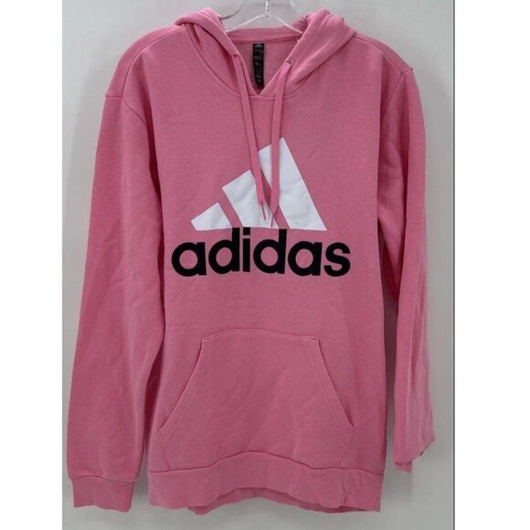 NWT Adidas Men’s Logo Fleece Hoodie Pink/White, Medium - Men's Athletic Fleece - Picture 2 of 9